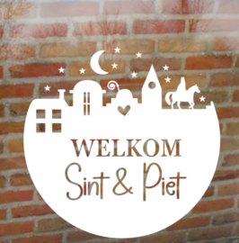 Herbruikbare Raamstickers | Welkom Sint & Piet rond