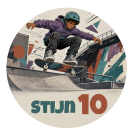 Skateboard traktatiesticker met naam | Skater