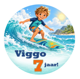 Surf traktatiesticker met naam
