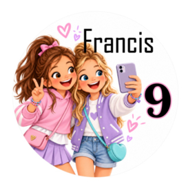 Besties traktatiesticker met naam | Selfie