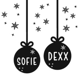 Herbruikbare Raamstickers | Kerstballen | Met naam