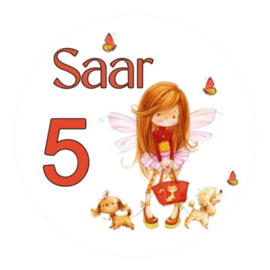 Traktatiestickers | Elfje met hondjes | Met naam