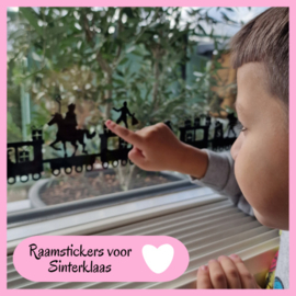 Raamstickers Sinterklaas herbruikbaar in zwart en wit