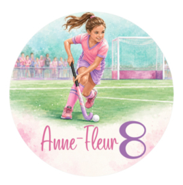 Hockey traktatiesticker met naam | Meisje