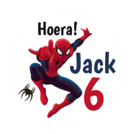 Spiderman traktatiesticker met naam