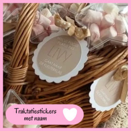 Traktatie stickers met naam en leeftijd, verjaardag stickers in meer dan 100 soorten