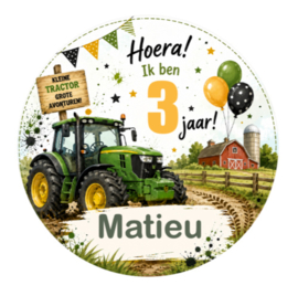 Traktor traktatiesticker met naam