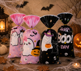Traktatiezakje | Halloween roze-zwart | 27 x 12 cm