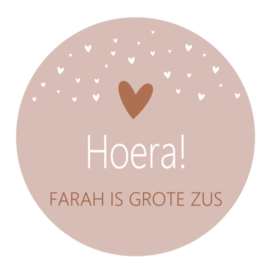 Traktatie stickers met naam | Geboorte | Grote Zus