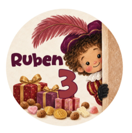 Sinterklaas traktatiesticker met naam | Gluurpietje