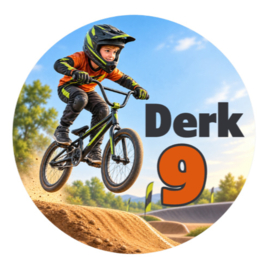 BMX traktatiesticker met naam en leeftijd | Fietscrosser
