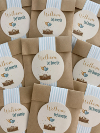 Traktatie stickers | Welkom lief broertje