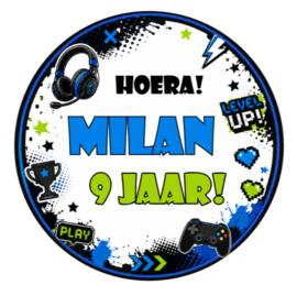 Gaming traktatiesticker met naam