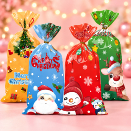 Kerst uitdeelzakjes | 4 assorti | 27.5 x 13 cm