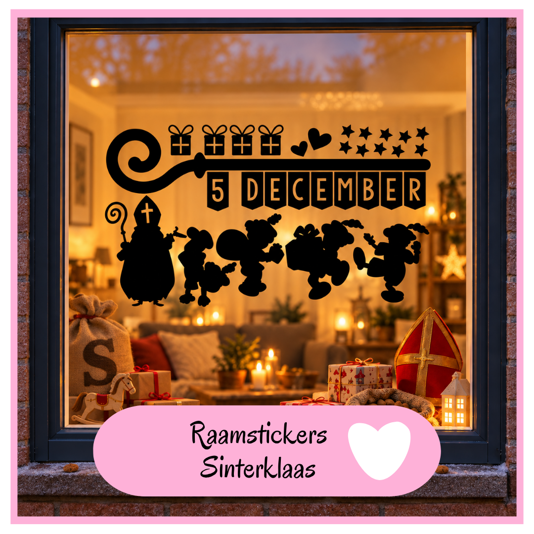 Raamstickers Sinterklaas Zelftraktatiesmaken.nl