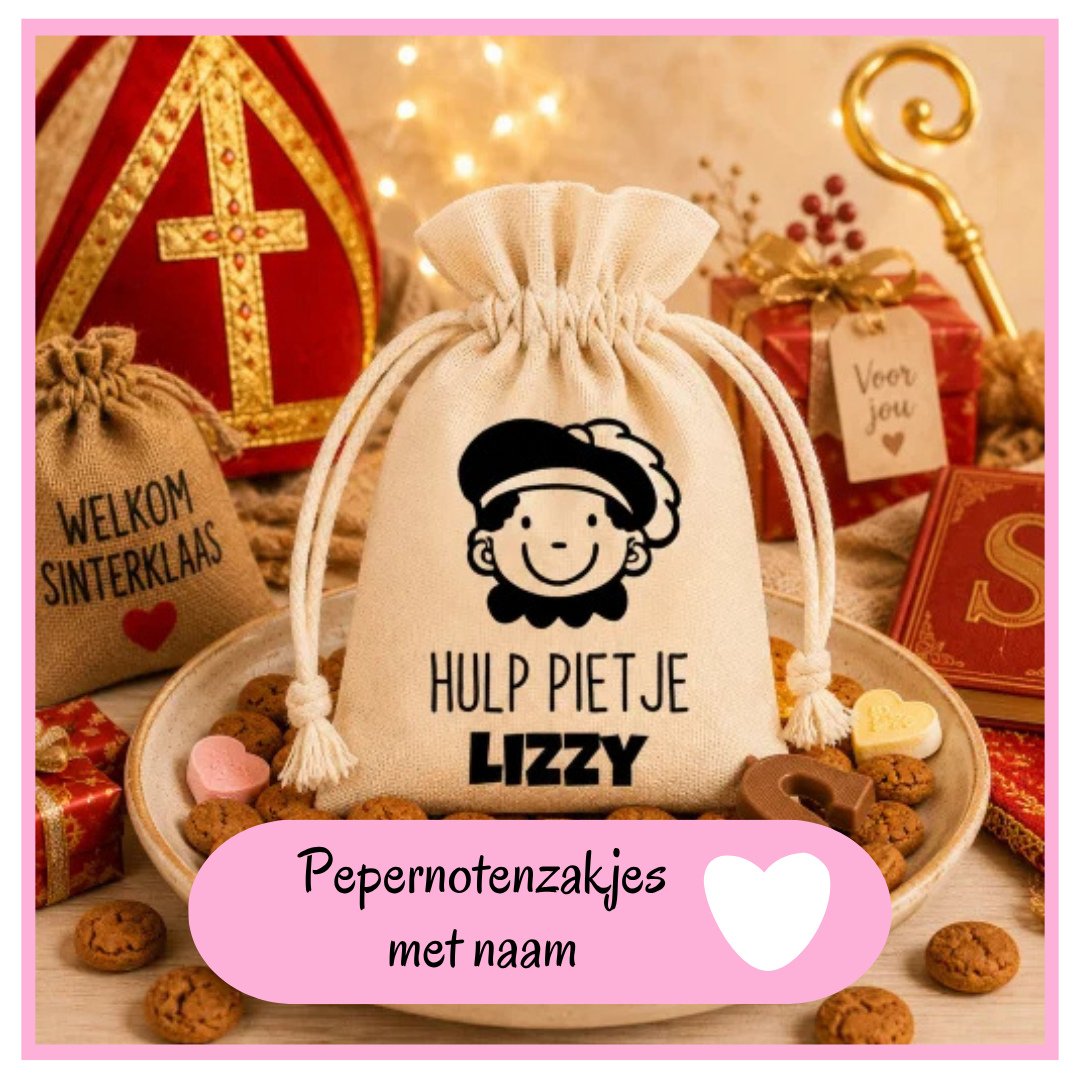 Pepernotenzakjes met naam Zelftraktatiesmaken.nl