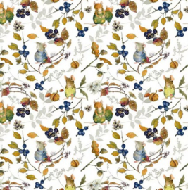 Beautiful autumn drawstring project bag - mice