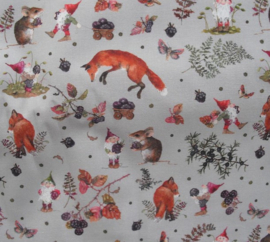 Beautiful autumn drawstring project bag - Forest animals & gnomes