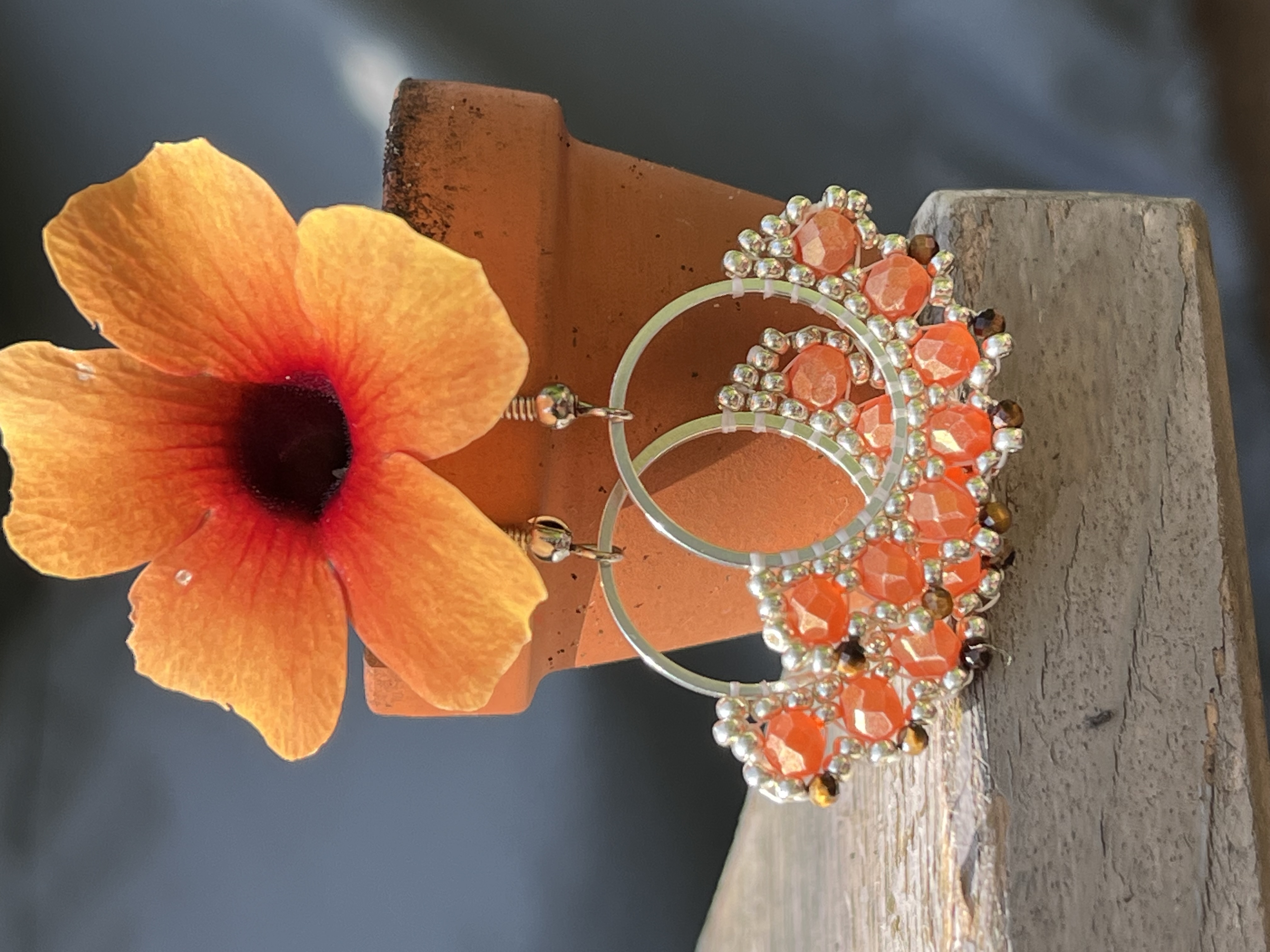 Hoepeltjes Oranje met  Tijgeroog