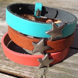 Leren armband rood