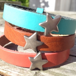 Leren armband turkoois