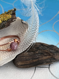 Wire wrapped Roze Toermalijn 19,4mm