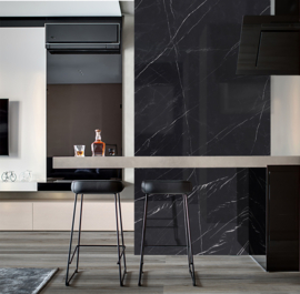 XXL vloertegel Energieker Marquina Glans afm.120x270cm (prijs per tegel)