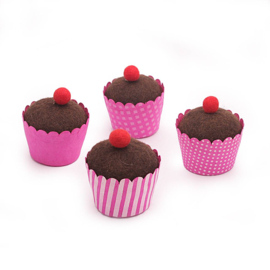 Cupcake doosje met vilt deksel  7 stuks