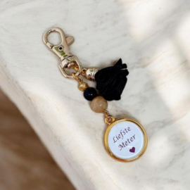 Sleutelhanger flower zwart *Liefste meter*