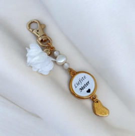 Sleutelhanger flower wit *Liefste meter*