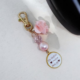 Sleutelhanger flower roos *De liefste meter ben jij*