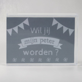 Plexi spaarpot *Wil jij mijn peter worden?*