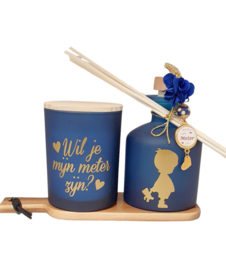 Setje huisparfum en geurkaars *Wil je mijn meter zijn?*