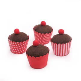 Cupcake doosje met vilt deksel  9 stuks