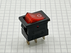 Wipschakelaar rood/zwart 3 polig 20mm