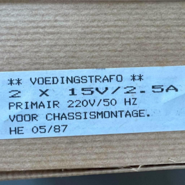 Voedingstrafo 2 X 15V 2.5A