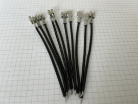 AMP 6,3mm x 0,8mm stekker aan 92mm draad  zwart (10x)