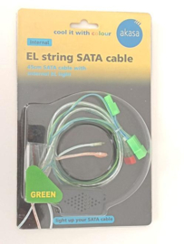 EL string SATA cable 45cm with Internal EL light (Green)