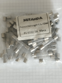 Glaszekering 3A 250V  6,3 x 32mm 50 stuks