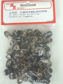 Assortiment instelpotmeters ca 100 stuks staand en liggend