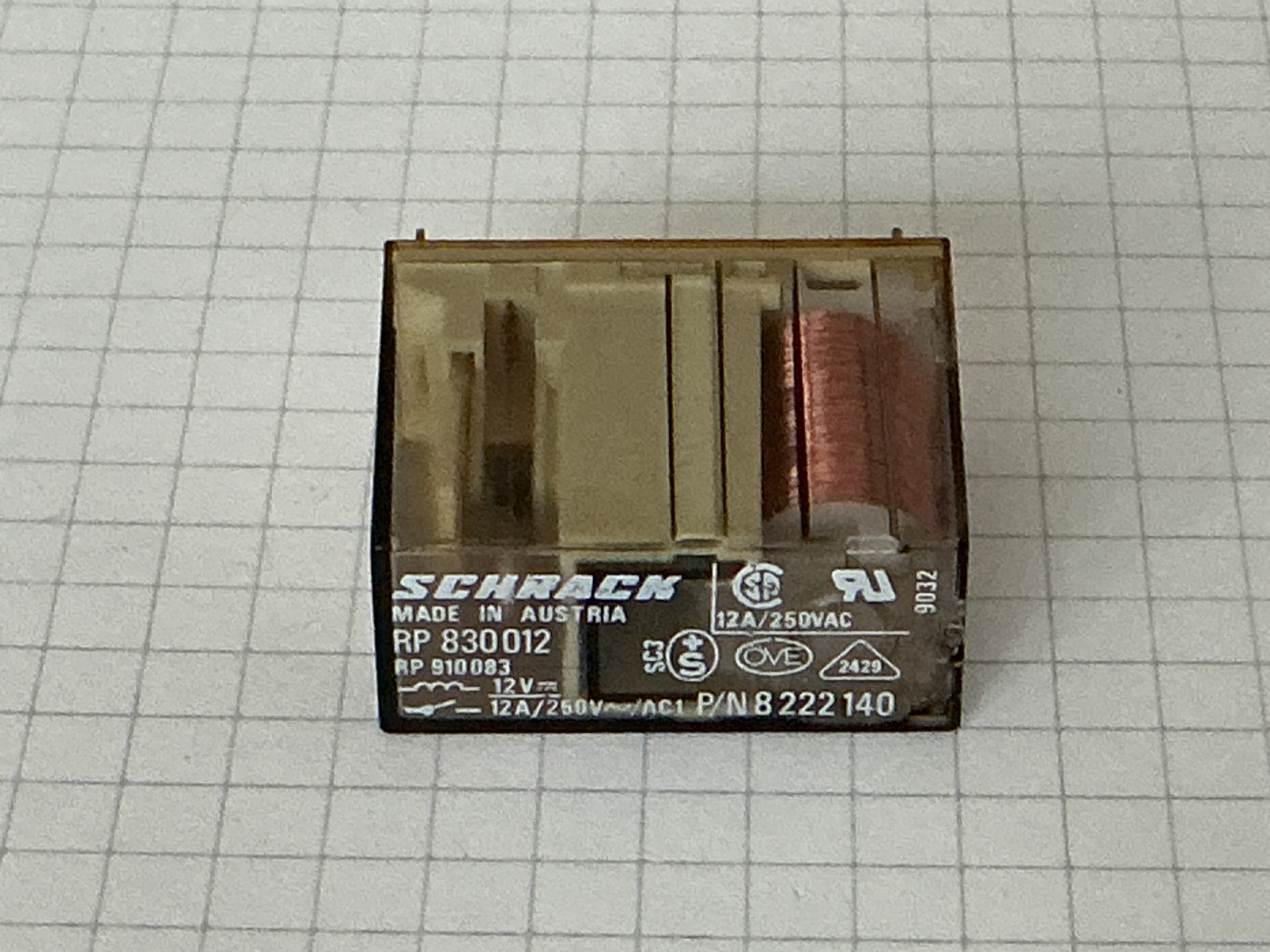 Schrack RP830012 12V 12A relais 4p printmontage