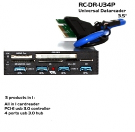 RC-DR-U34P PCI-E usb 3.0 4x HUB 3,5" internal cardreader