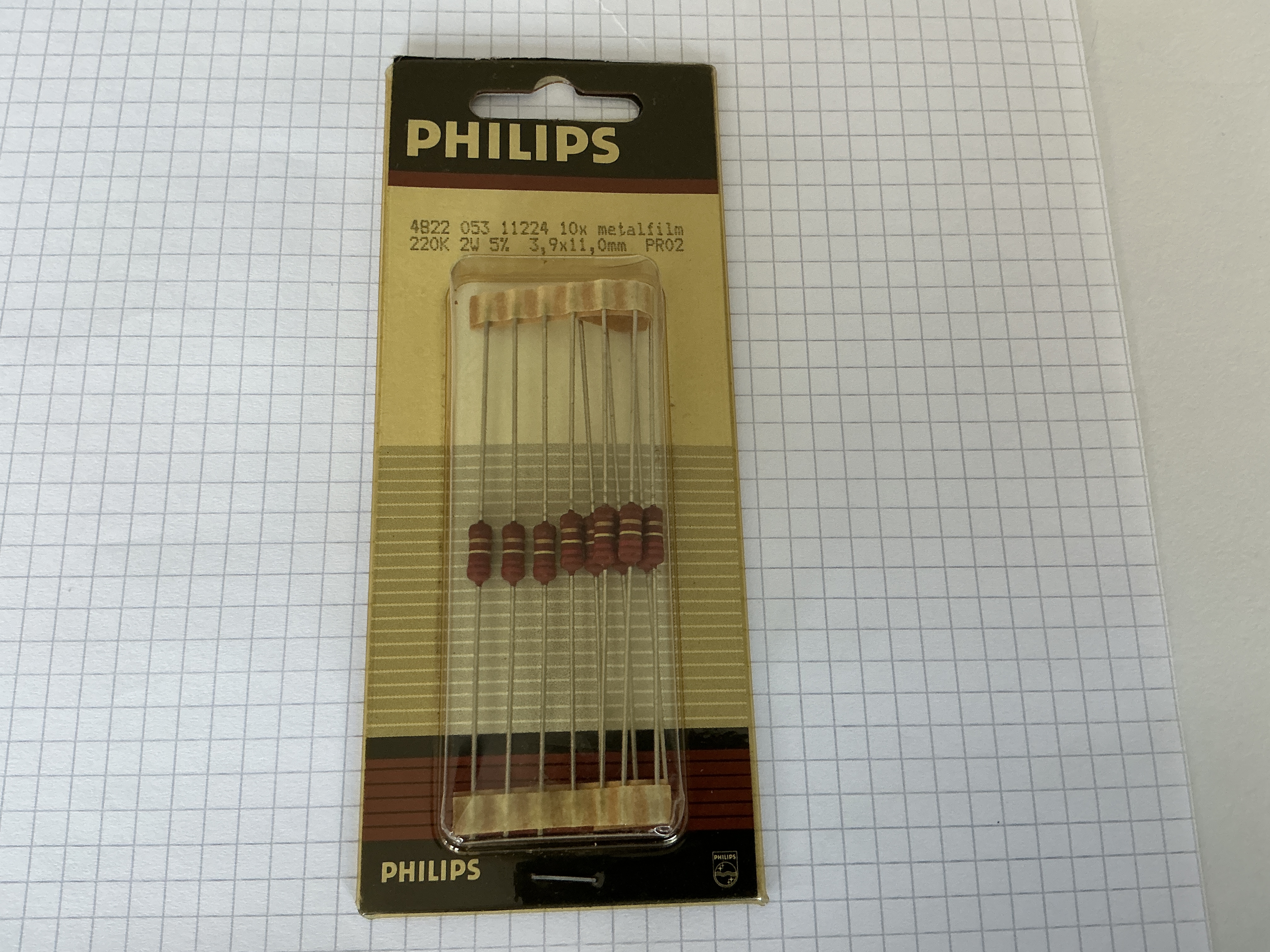 Philips 220K 2W metaalfilm weerstand Pro2 (10x)