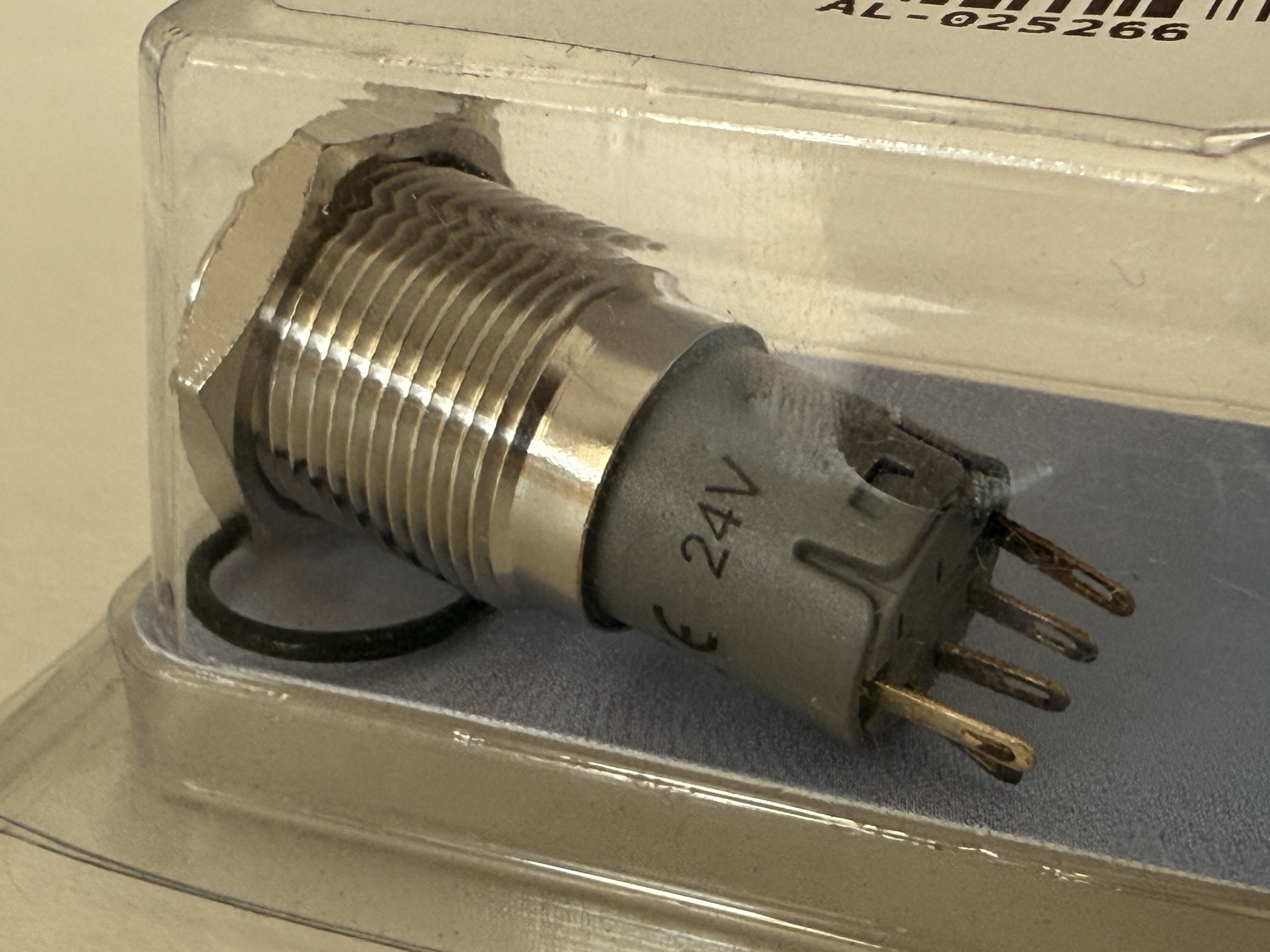 Allpa RVS Ring LED drukschakelaar 24V boorgat Ø16mm blue LED