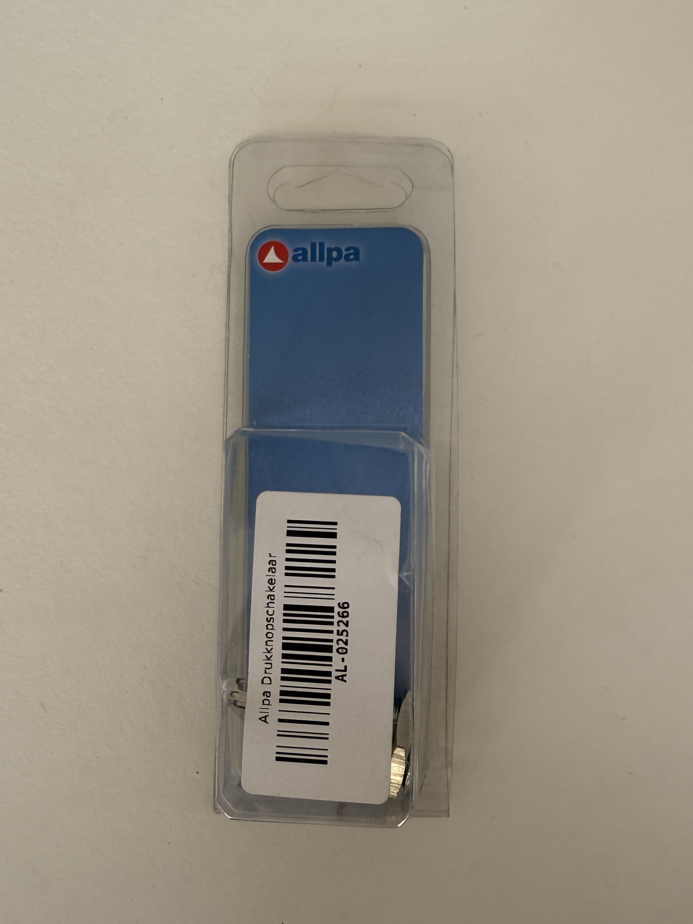 Allpa RVS Ring LED drukschakelaar 24V boorgat Ø16mm blue LED