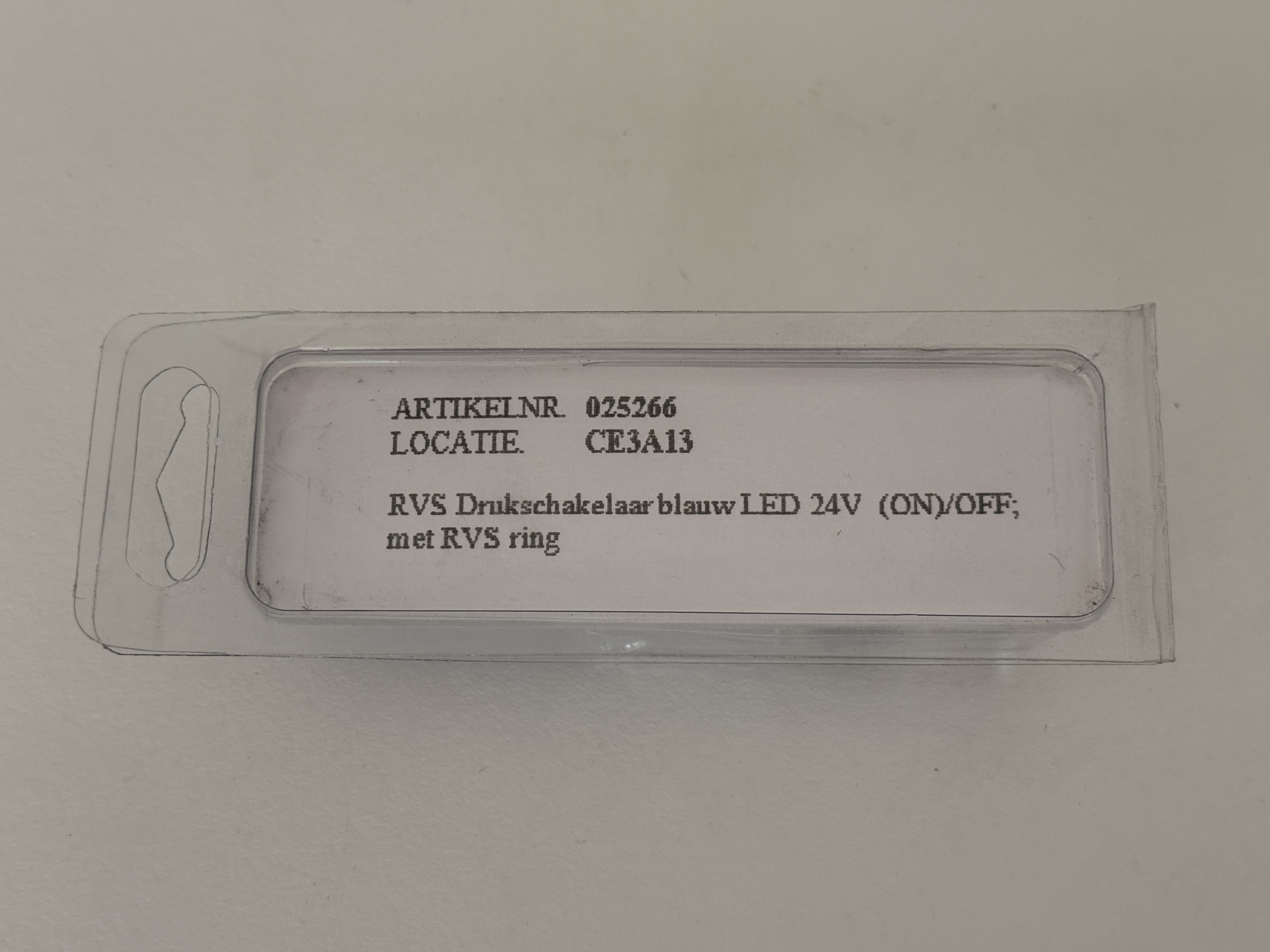 Allpa RVS Ring LED drukschakelaar 24V boorgat Ø16mm blue LED