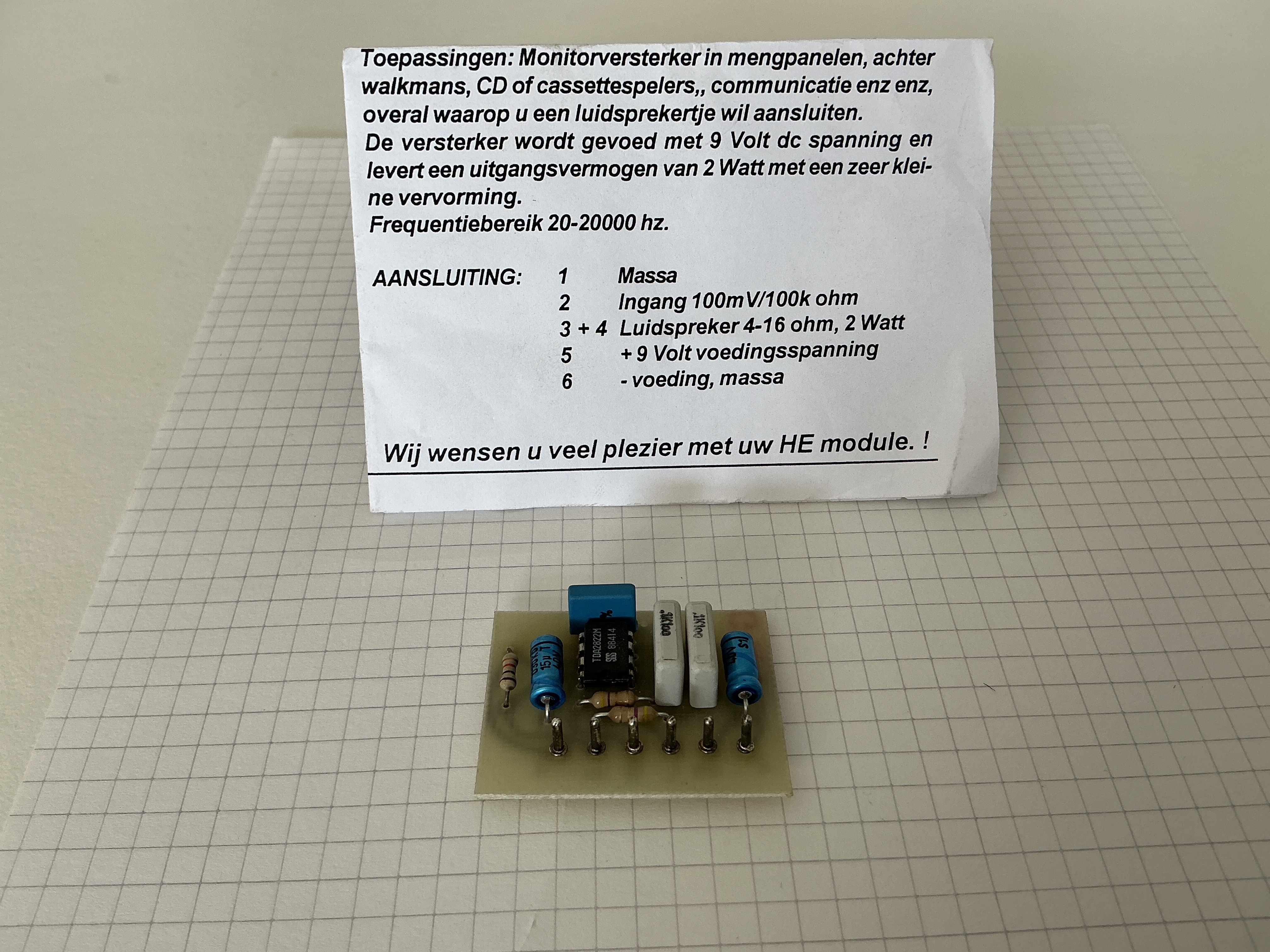 HE 2 watt  mini versterkermodule  ( DIY gitaarversterker)