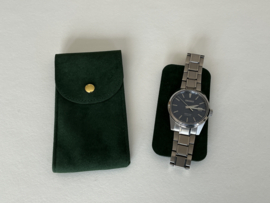 Horloge reisetui groen suède