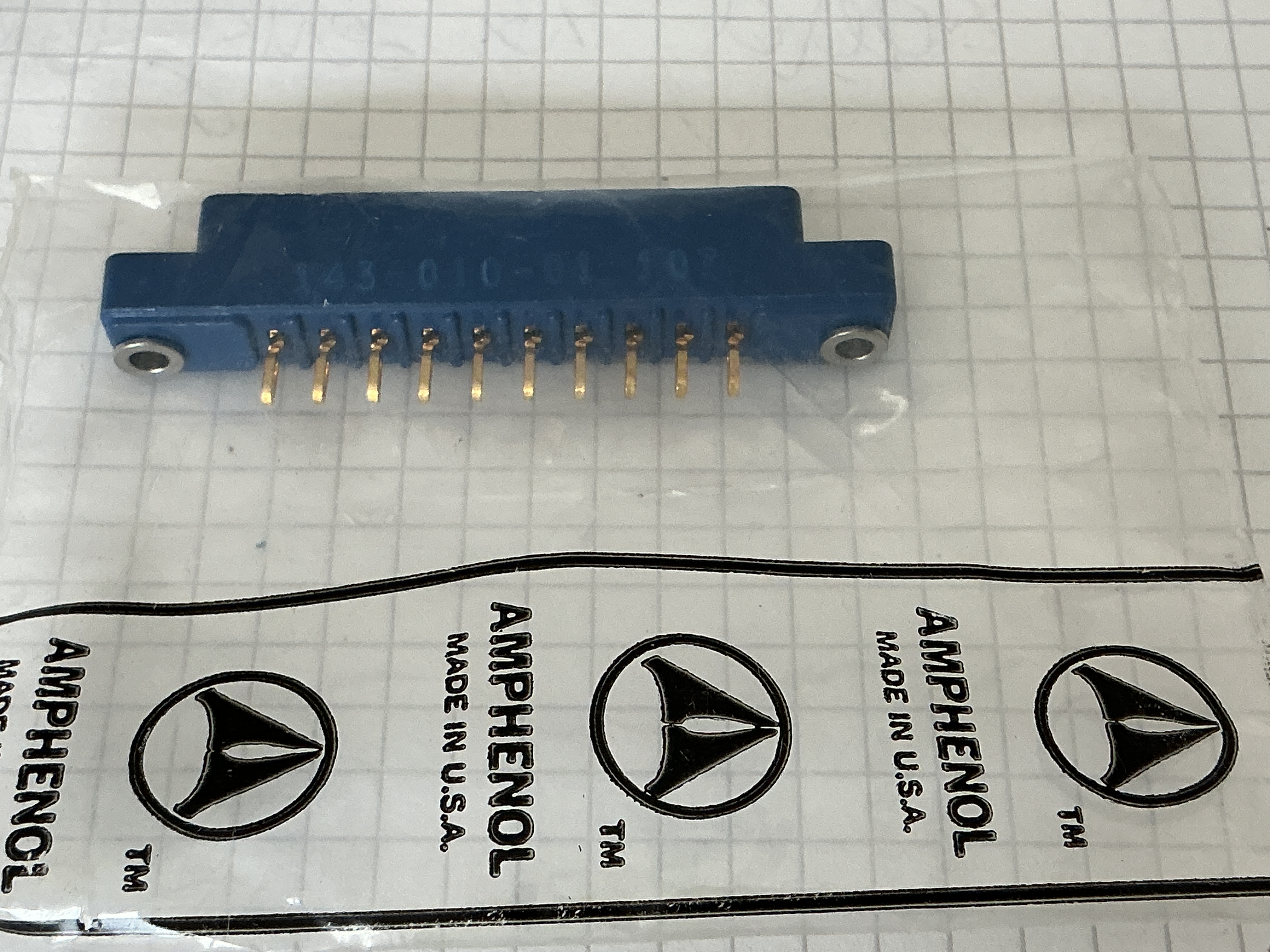 Amphenol 10p female card edge connector 143 010 01