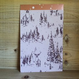 Cadeauzakje Reindeer Forest (lila) - set van 5 stuk